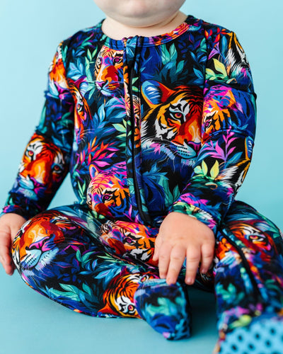 Bums & Roses - Baby & Kids Bamboo Pajamas - Easy Tiger Footie - Image 1