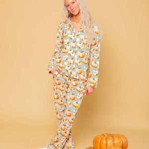 Baby Kids Bamboo Pajamas — Fall Era Women's Collar Shirt & Pants Pajama Set — Image 1