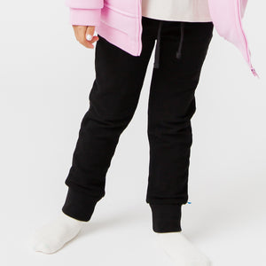 Baby Kids Bamboo Pajamas — Black Relaxed Fit Sweatpants — Image 1