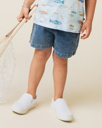 Baby Kids Bamboo Pajamas — Denim Shorts — Image 1