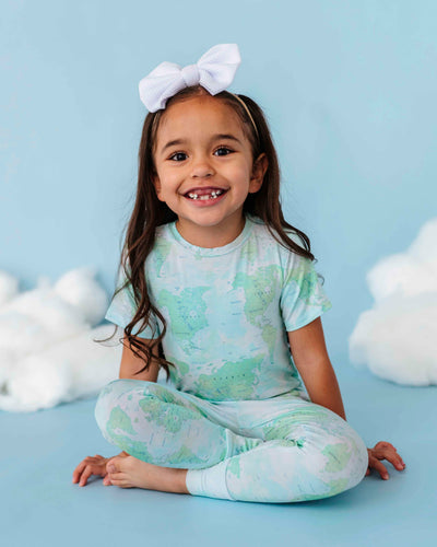 Baby Kids Bamboo Pajamas — For What It's Earth Two-Piece Pajama Set - Green — Image 1