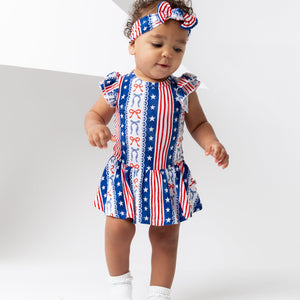 Baby Kids Bamboo Pajamas — Liberty Belle Cap Sleeve Ruffle Dress — Image 1