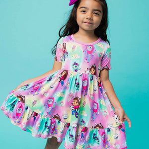 Baby Kids Bamboo Pajamas — Gabby's Dollhouse™ Short Sleeve Dress & Shorts Set — Image 1