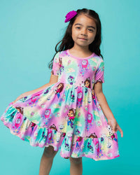 Baby Kids Bamboo Pajamas — Gabby's Dollhouse™ Short Sleeve Dress & Shorts Set — Image 1