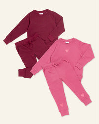 Baby Kids Bamboo Pajamas — Berry Cozy + Plum Pickin’ Jogger Sets Bundle — Image 1