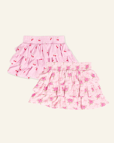 Baby Kids Bamboo Pajamas — Girls Ruffle Skort Bundle — Image 1
