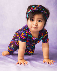 Baby Kids Bamboo Pajamas — Glow Getter Short Sleeve Romper — Image 1