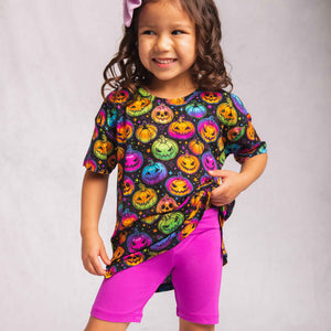 Baby Kids Bamboo Pajamas — Glow Hard or Glow Home Girls Oversized T-Shirt & Biker Shorts Set — Image 1