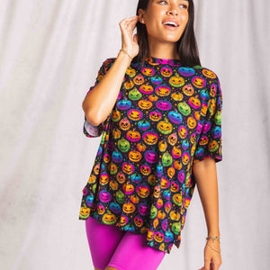 Baby Kids Bamboo Pajamas — Glow Hard or Glow Home Women's Oversized T-Shirt — Image 1
