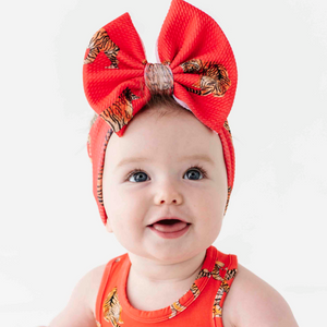Baby Kids Bamboo Pajamas — Go Get 'Em Tiger Biggie Bow — Image 1