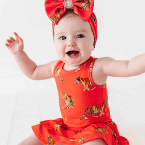 Baby Kids Bamboo Pajamas — Go Get 'Em Tiger Racer Back Ruffle Dress — Image 1
