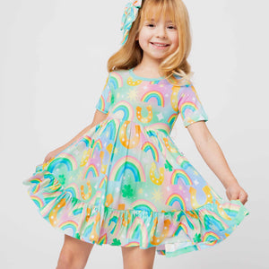 Baby Kids Bamboo Pajamas — Good As Gold Short Sleeve Dress & Shorts Set — Image 1