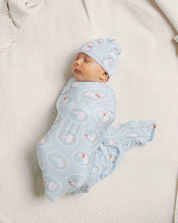 Baby Kids Bamboo Pajamas — Goose on the Loose Swaddle & Beanie Set — Image 1