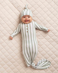 Baby Kids Bamboo Pajamas — Grow With The Flow Knotted Gown & Beanie Set — Image 1