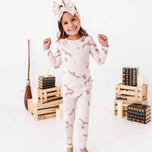 Bums & Roses - Baby & Kids Bamboo Pajamas - Harry Potter™ Hedwig’s Flight Two-Piece Fold Over Waistband Pajama Set - Image 1