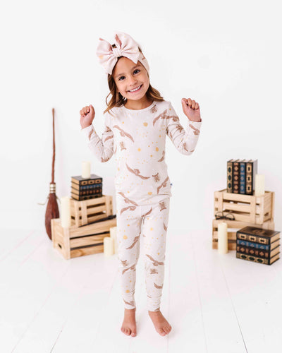 Bums & Roses - Baby & Kids Bamboo Pajamas - Harry Potter™ Hedwig’s Flight Two-Piece Fold Over Waistband Pajama Set - Image 1