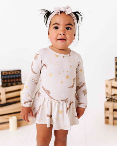 Bums & Roses - Baby & Kids Bamboo Pajamas - Harry Potter™ Hedwig’s Flight Ruffle Dress - Image 1