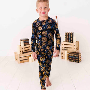 Baby Kids Bamboo Pajamas — Harry Potter™ Hogwarts Night Sky Two-Piece Pajama Set — Image 1