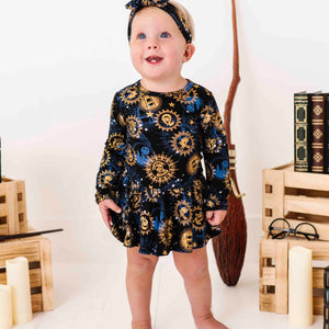 Bums & Roses - Baby & Kids Bamboo Pajamas - Harry Potter™ Hogwarts Night Sky Ruffle Dress - Image 1