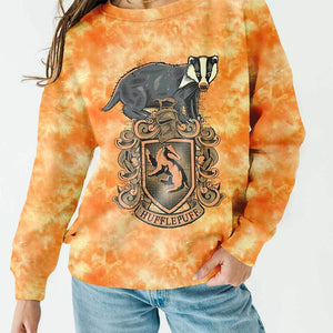 Baby Kids Bamboo Pajamas — Hufflepuff Tie Dye Unisex Sweatshirt — Image 1