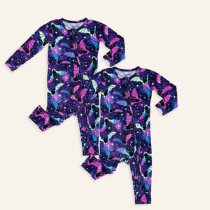 Baby Kids Bamboo Pajamas — Bat Attitude Convertible Romper 2-Pack Bundle — Image 1