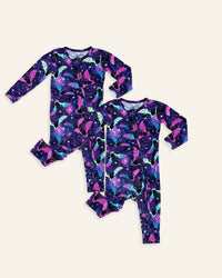 Baby Kids Bamboo Pajamas — Bat Attitude Convertible Romper 2-Pack Bundle — Image 1