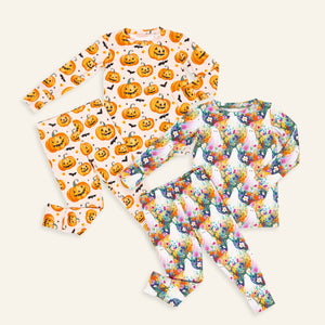 Baby Kids Bamboo Pajamas — Boo-tiful Blooms & Pumpkin About You Pajama Set Bundle — Image 1