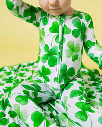 Baby Kids Bamboo Pajamas — Happy Go Lucky Convertible Romper — Image 1