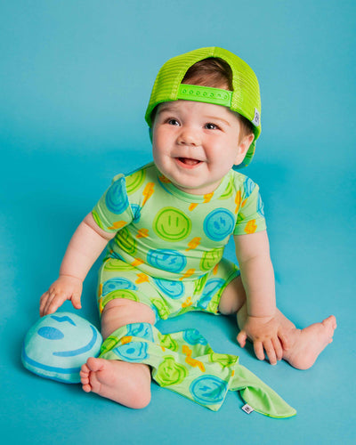Baby Kids Bamboo Pajamas — Happy Surge Shortie Romper — Image 1