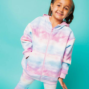 Baby Kids Bamboo Pajamas — Head In the Pastels Zip-Up Hoodie — Image 1