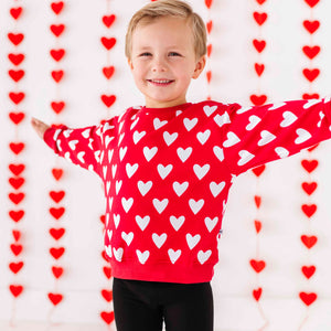 Bums & Roses - Baby & Kids Bamboo Pajamas - Heart Beet Crew Neck Sweatshirt - Image 1