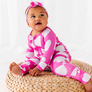 Baby Kids Bamboo Pajamas — Heart It All Before Convertible Ruffle Romper — Image 1