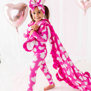 Bums & Roses - Baby & Kids Bamboo Pajamas - Heart It All Before Printed Minky Blanket - Image 1