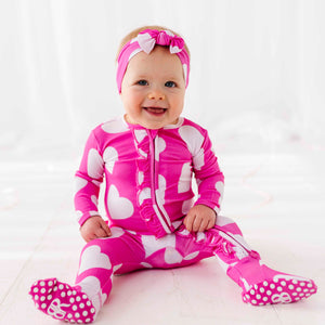 Baby Kids Bamboo Pajamas — Heart It All Before Ruffle Footie — Image 1