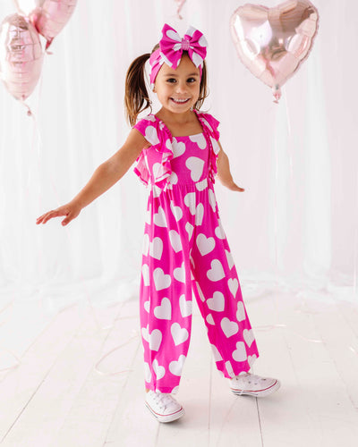 Bums & Roses - Baby & Kids Bamboo Pajamas - Heart It All Before Flutter Sleeve Jumpsuit - Image 1