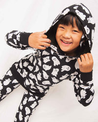 Baby Kids Bamboo Pajamas — Here Ghost Nothing Hooded Jogger Set — Image 1
