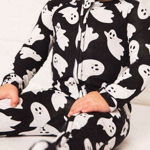 Baby Kids Bamboo Pajamas — Here Ghost Nothing Convertible Romper — Image 1