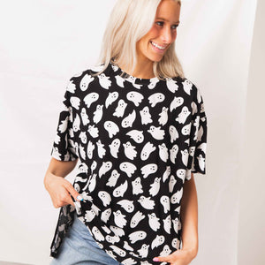 Baby Kids Bamboo Pajamas — Here Ghost Nothing Women's Oversized T-Shirt — Image 1