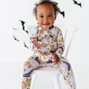 Baby Kids Bamboo Pajamas — Hide and Ghost Seek Convertible Romper — Image 1