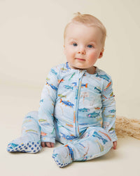 Baby Kids Bamboo Pajamas — Holy Carp Footie — Image 1