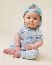 Baby Kids Bamboo Pajamas — Holy Carp Short Sleeve Romper — Image 1