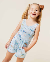 Baby Kids Bamboo Pajamas — Holy Carp Sleeveless Classic Girls Romper — Image 1
