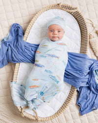 Baby Kids Bamboo Pajamas — Holy Carp Swaddle & Beanie Set — Image 1