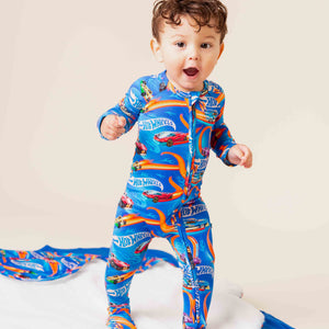 Baby Kids Bamboo Pajamas — Hot Wheels™ Full Throttle Convertible Romper — Image 1