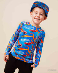 Baby Kids Bamboo Pajamas — Hot Wheels™ Full Throttle Long Sleeve Raglan Shirt — Image 1