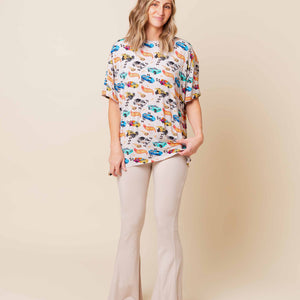 Baby Kids Bamboo Pajamas — Hot Wheels™ Rebel Racer Women's Oversized T-Shirt & Bell Bottoms Set — Image 1