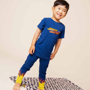 Baby Kids Bamboo Pajamas — Hot Wheels™ Speed Club Short Sleeve Pajama Set — Image 1