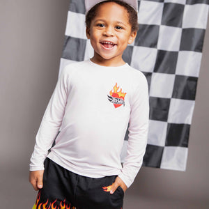 Baby Kids Bamboo Pajamas — Hot Wheels™ Wheelie Long Sleeve Raglan Shirt — Image 1