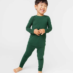 Baby Kids Bamboo Pajamas — Ever So Green Long Sleeve Pajama Set — Image 1