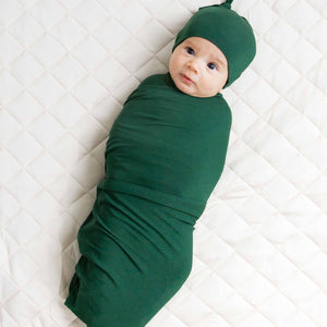 Baby Kids Bamboo Pajamas — Ever So Green Swaddle & Beanie Set — Image 1